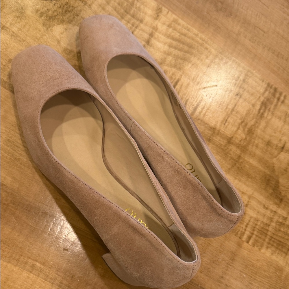Franco Sarto Blush Suede Square-Toe Ballet Flats